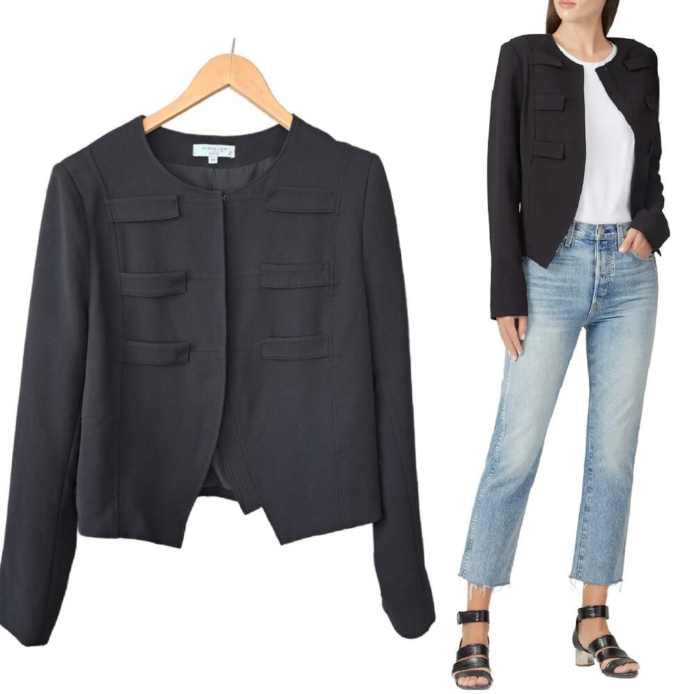 DEREK LAM Collective Black Military Jacket Blazer Size  16